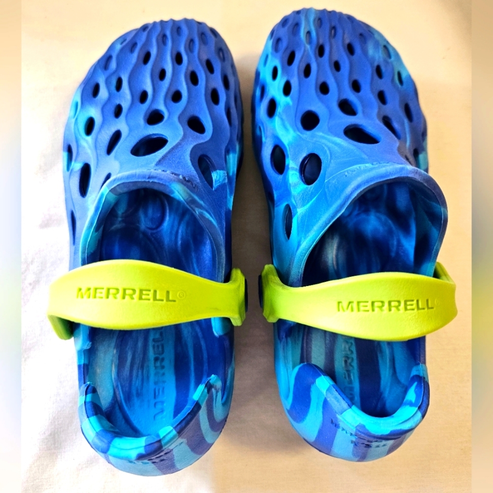 Merrell Hydro Moc Sandals Kids Size 11 Blue Camo Water Shoes Slip On Unisex. - Picture 2 of 7